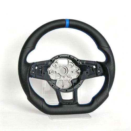Black leather steering wheel - steering,