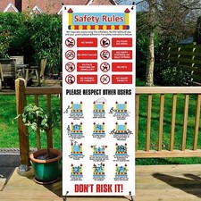 Bouncy Castle Safety Instructions, Rules, Sign X Banner System