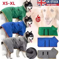 UK Dog Bathrobe Towel Microfibre Bath Robe Pet Super Absorbent Drying Coat XS-XL