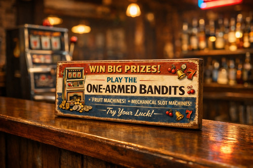 One armed bandits sign fruit - bandits,