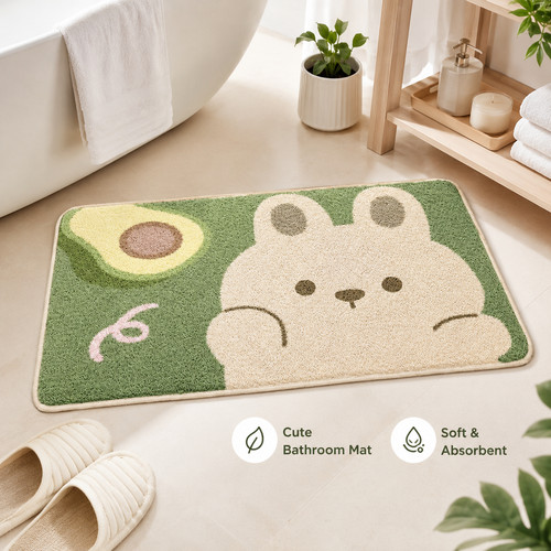 Cute bear avocado bath mat - cute,