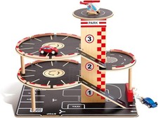 Sustainable Wood Toy Car, Toys For Kids Age 3+,  “Park And Go” Garage