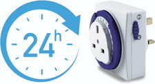 Timer Switch Square | 24 Hour Segment Timer Light Switch | White UK Plug | S24HR