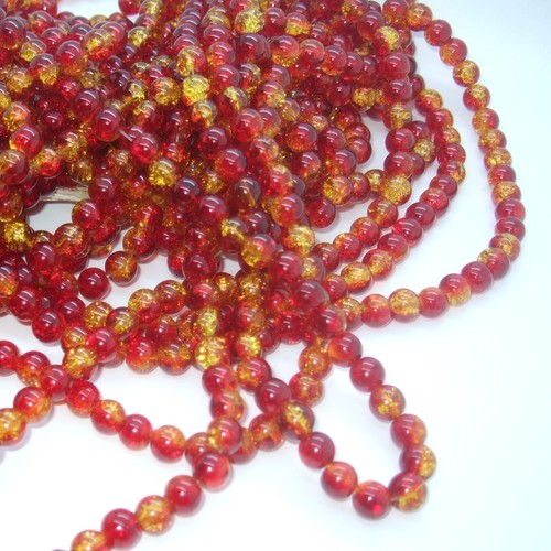 100 8mm round glass crackle - 100,
