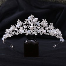 5.3cm Tall Crystal Pearl Wedding Bridal Queen Pageant Prom Tiara Crown Adult