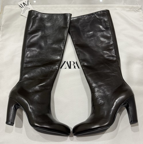 Zara leather boots with - leather,