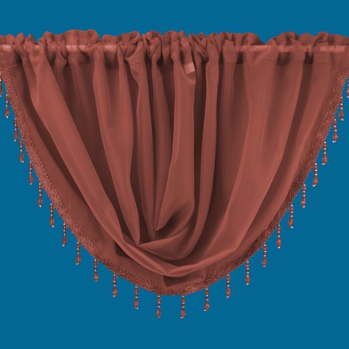 Plain beaded voile swags - plain,