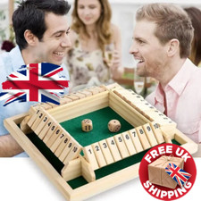 Shut the Box Dice Game - Wooden Family Traditional Tabletop Toy UK