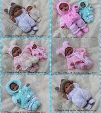 *4* BABYDOLL HANDKNIT DESIGNS KNITTING PATTERNS CBAC FOR 5 & 8" BERENGUER DOLLS