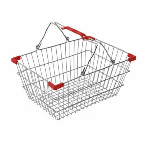 Wire mesh shopping basket red - wire,