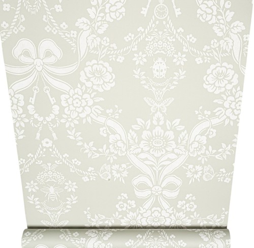 Sage green floral - sage, wallpaper
