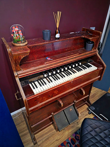 Antique pump organ foot bellow - organ,