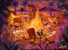 CBjork  12 x 16" Luster Print Hawaiian Island Jacuzzi Tiki Hot Hot Tub