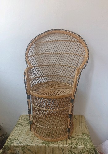 Vintage wicker bamboo peacock - vintage,