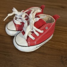 New Born Converse All Stars Uk1 Baby Shoes Red White High Tops
