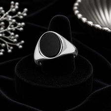 Men's Black Onyx Ring Oval