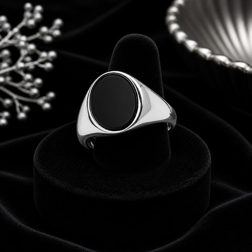 Men black onyx ring - onyx,