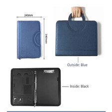 A4 Leather Portfolio Padfolio Refillable 4-Ring Binder with Zipper,Professional 