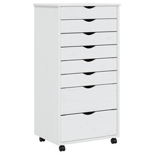 Rolling Cabinet with Drawers Mobile File Cabinet Solid Wood Pine MOSS vidaXL
