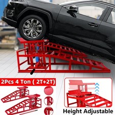 2 x Heavy Duty Metal Car Ramp Lift Height Adjustable 4Ton Hydraulic Jack Garage