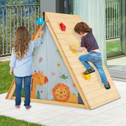 Wooden playhouse with - playhouse, front