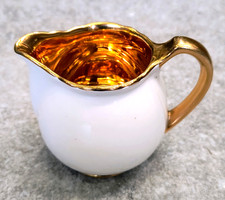 Crown Devon Small Ceramic Jug White with Gold Interior Vintage - No. 1232