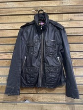 Superdry Brad leather jacket. Brown. Size Large