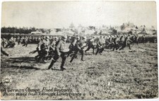Antique RPPC Real Photo WW1 German Charge Fixed Bayonets American Lines France