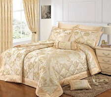 Luxury Floral Jacquard Bedding Collection Duvet Cover Bedspread Curtains Cushion