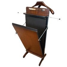 Vintage Wooden Gentlemen’s Valet Butler Stand with Manual Trouser Press