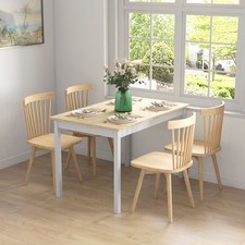 Farmhouse Dining Table, Kitchen Table with Wood Frame for Dining Room