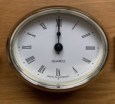 72mm Brass Oval Clock White With Roman Numerals Caravan Motorhome Boat