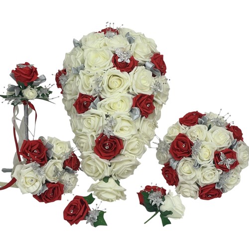 Wedding bouquets red butterfly - red,
