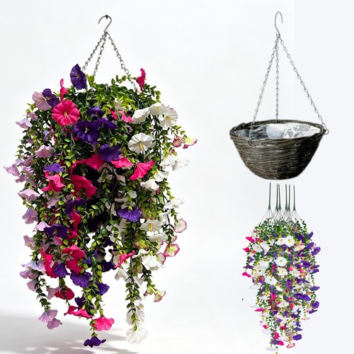 Hanging basket with - with, faux
