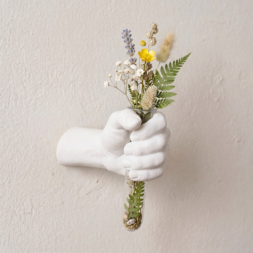 Wall mounted fist vase - wall, water