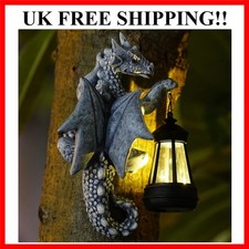 Dragon Tree Hugger Solar Lantern Garden Statue Resin Dragon Decor for Outdoor...