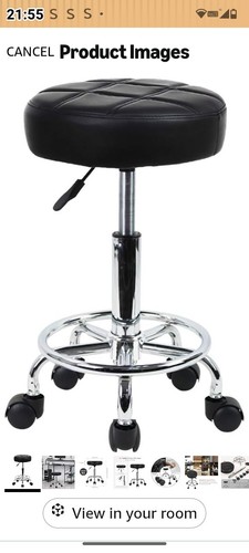 Round rolling stool chair - round, pu