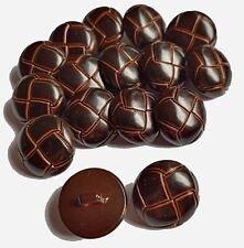 20mm size 32L ARAN, FOOTBALL chocolate brown leather effect resin shank buttons