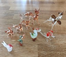Vintage Tiny Murano Glass Animal Figures X 9