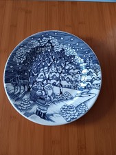 Christmas 10" Cake Plate Santa Claus Reindeer EIT England Decorative 