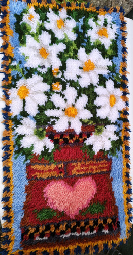 Floral latch hook rug - floral, mat