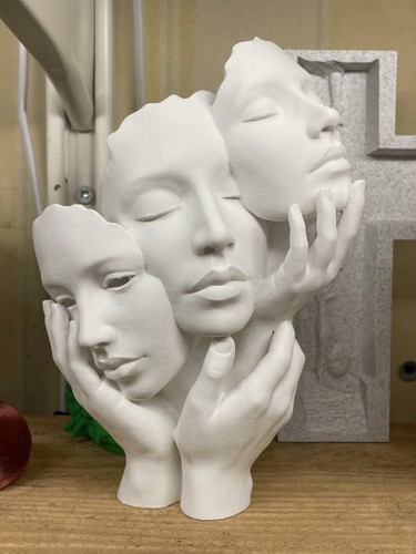 Printed faces sculpture - printed,
