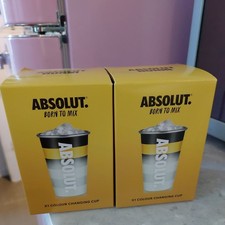 Absolut Vodka Metal Cups Hunni Magic Colour Changing   Set of 2 Limited Edition