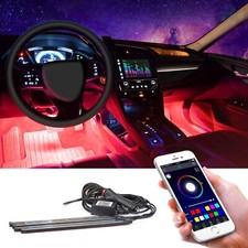 Car Interior Footwell 48 LED Strip Lights RGB Remote USB Smart BT App Control
