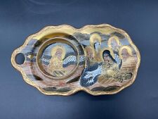 Japanese Satsuma Porcelain Unusual Cup Holder Dish