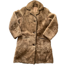 Genuine Nurseys Women's Sheepskin Shearling Coat Brown UK Size 10
