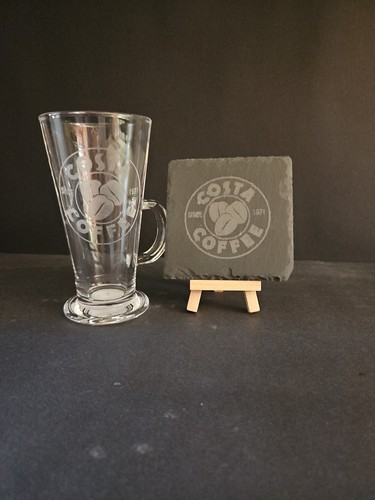 Etched latte glass and slate - glass,