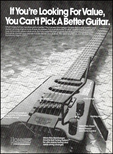 1988 hohner headless guitar - hohner,