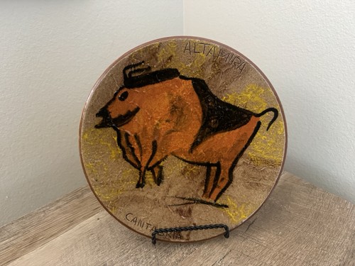 Spanish bull pottery plate - spanish,