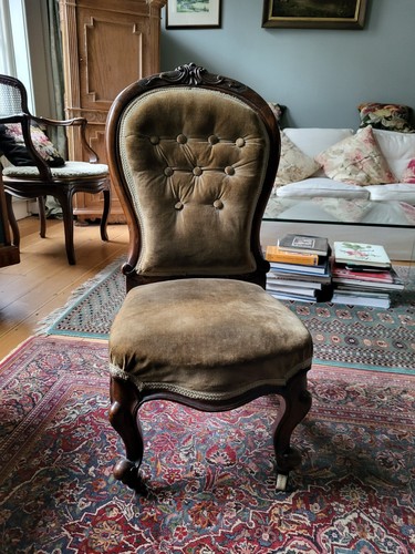 Victorian velvet button backed